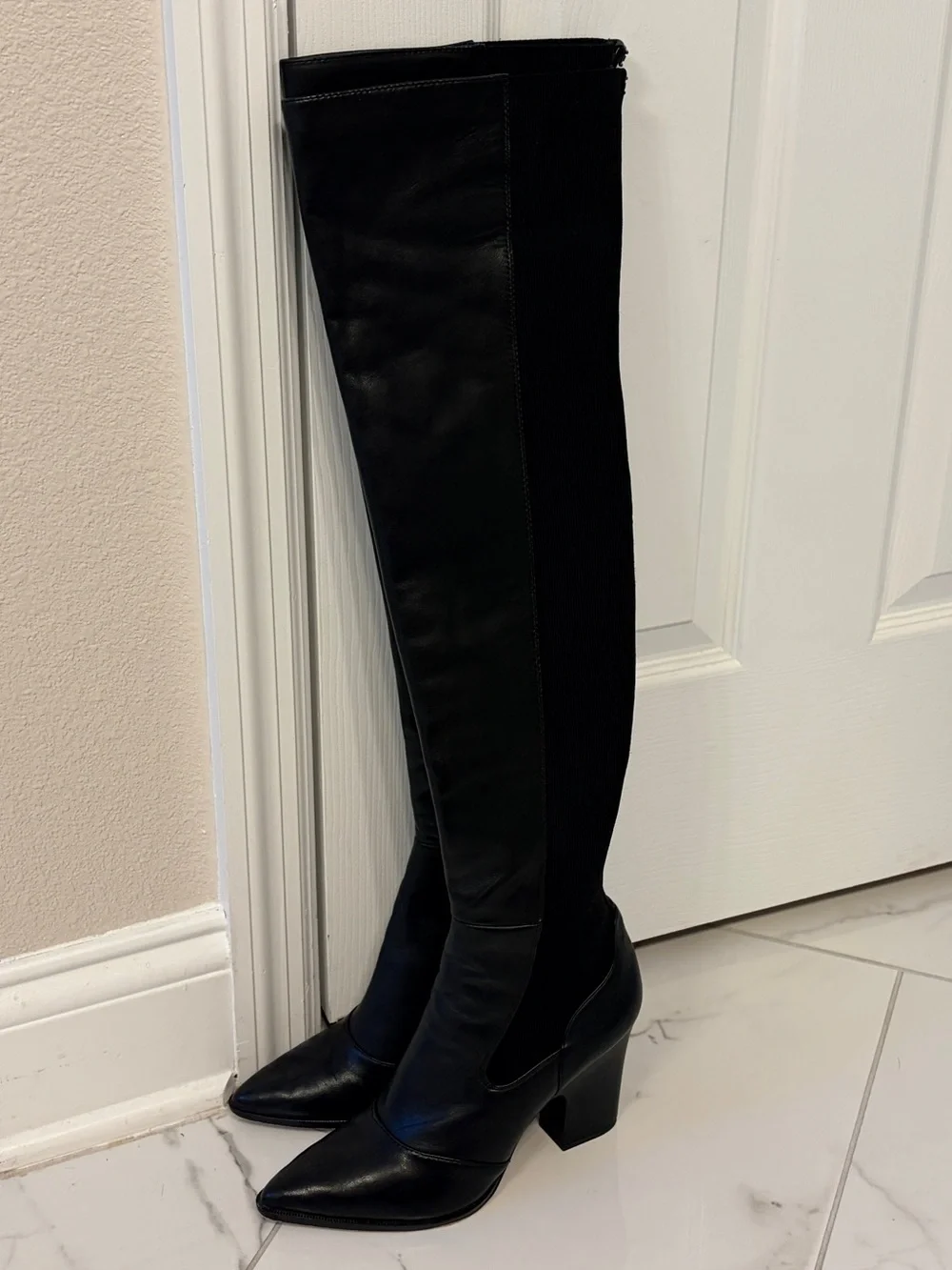 Sam Edelman Natasha Over The Knee Leather Boots Black 8